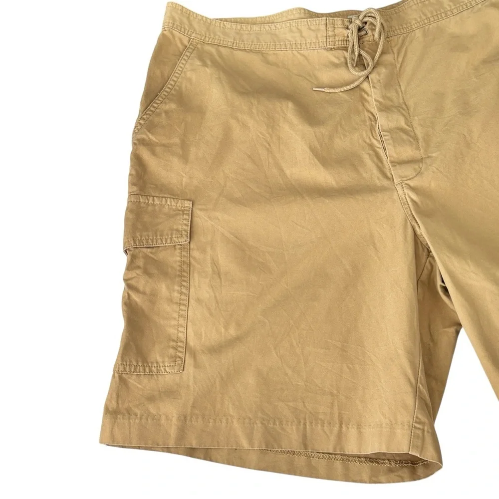 J. Crew Mens Cargo Board Shorts Beige Khaki Cotton Drawstring Walking Size 40 - Picture 4 of 7